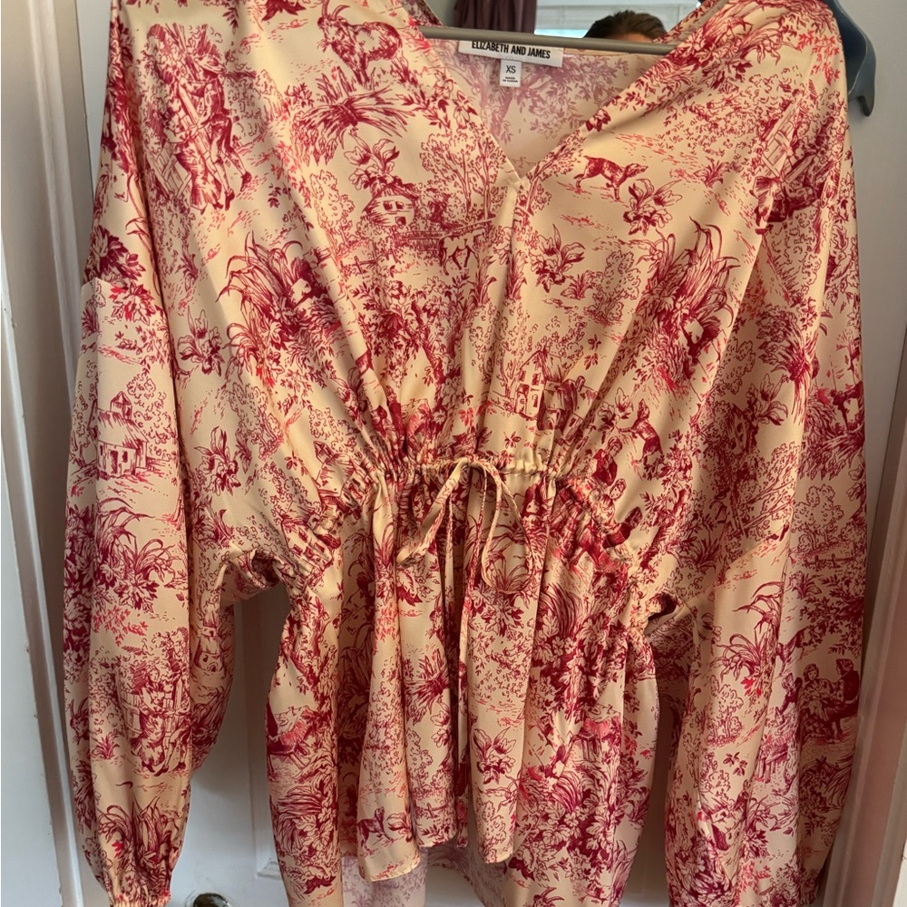 Elizabeth and James Cream and Red Printed Blouse